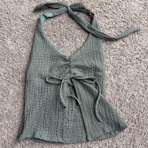 See You Monday GreenTextured Women's Halter Top. NWT. Size Large